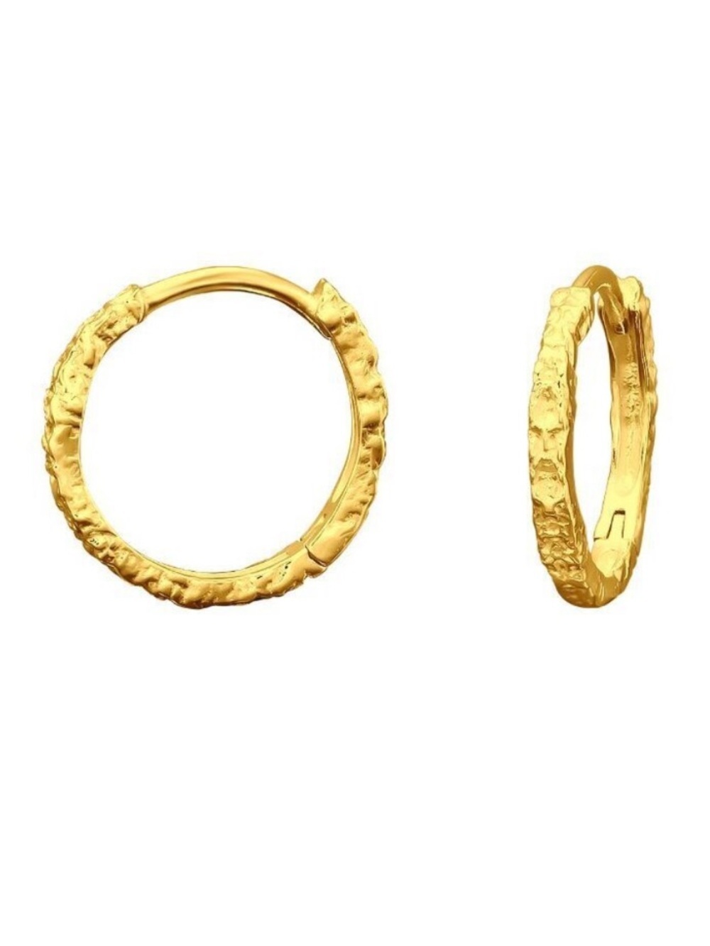 14K Gold Vermeil Textured Huggie Hoop Earrings | 15mm